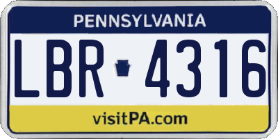 PA license plate LBR4316