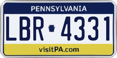 PA license plate LBR4331