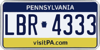 PA license plate LBR4333