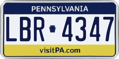 PA license plate LBR4347