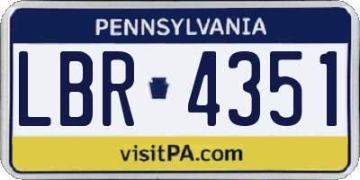 PA license plate LBR4351