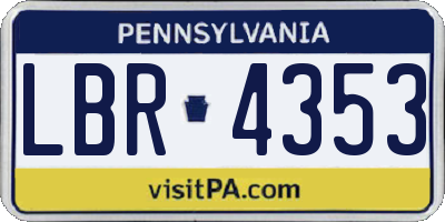 PA license plate LBR4353