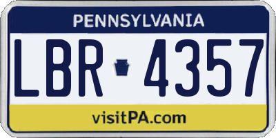 PA license plate LBR4357