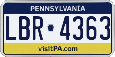 PA license plate LBR4363