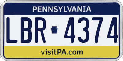 PA license plate LBR4374
