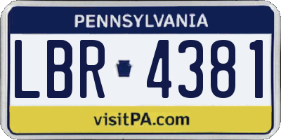 PA license plate LBR4381