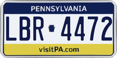 PA license plate LBR4472