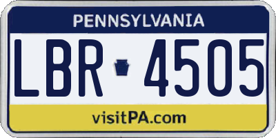 PA license plate LBR4505