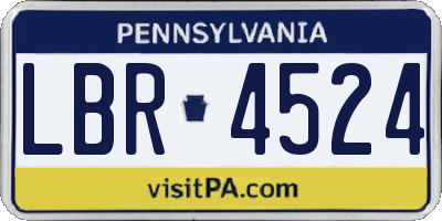 PA license plate LBR4524