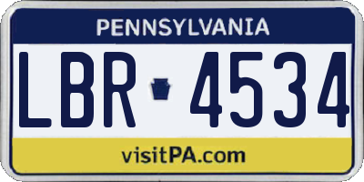 PA license plate LBR4534
