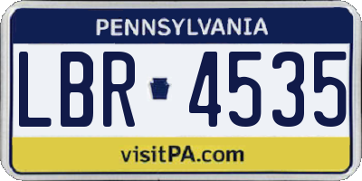 PA license plate LBR4535