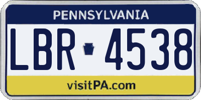 PA license plate LBR4538