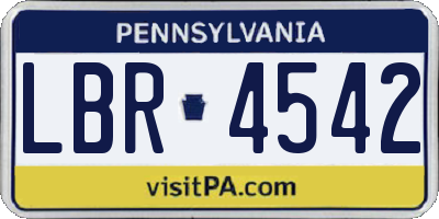 PA license plate LBR4542