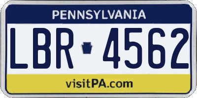 PA license plate LBR4562