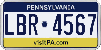 PA license plate LBR4567