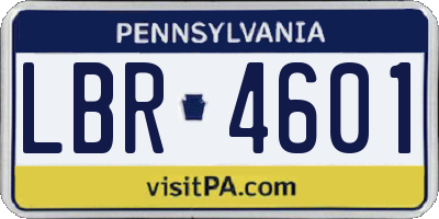 PA license plate LBR4601