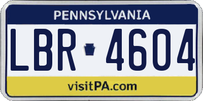 PA license plate LBR4604
