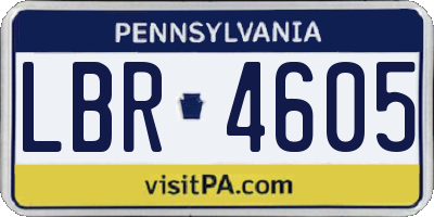 PA license plate LBR4605
