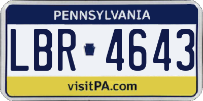PA license plate LBR4643