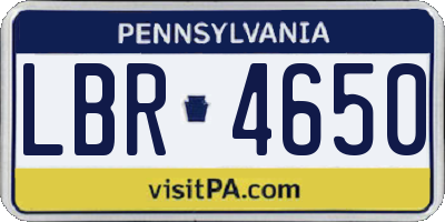 PA license plate LBR4650