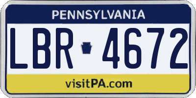 PA license plate LBR4672