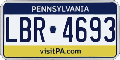 PA license plate LBR4693