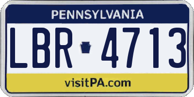 PA license plate LBR4713
