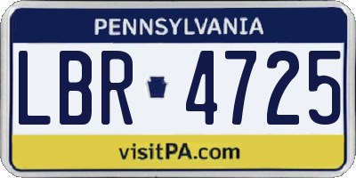 PA license plate LBR4725