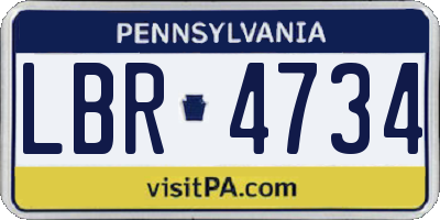PA license plate LBR4734
