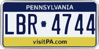 PA license plate LBR4744