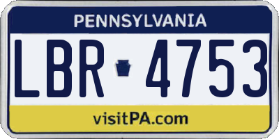 PA license plate LBR4753