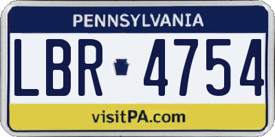 PA license plate LBR4754