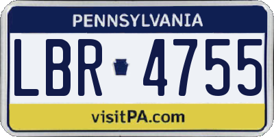 PA license plate LBR4755