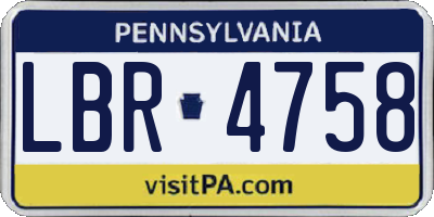 PA license plate LBR4758