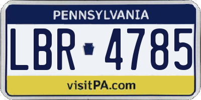 PA license plate LBR4785
