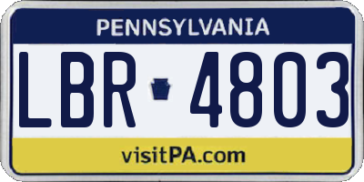 PA license plate LBR4803