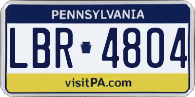 PA license plate LBR4804