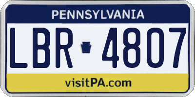 PA license plate LBR4807