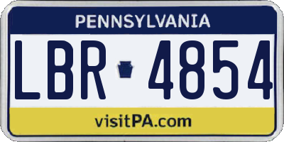 PA license plate LBR4854