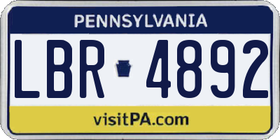 PA license plate LBR4892