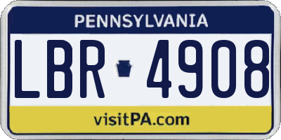 PA license plate LBR4908