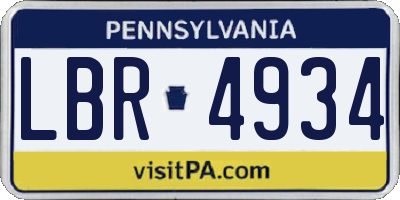 PA license plate LBR4934