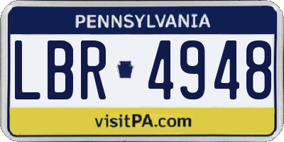 PA license plate LBR4948