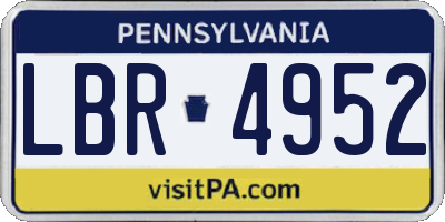 PA license plate LBR4952