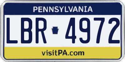 PA license plate LBR4972