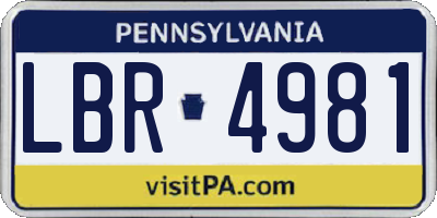 PA license plate LBR4981