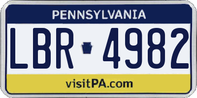 PA license plate LBR4982