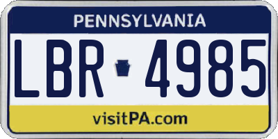 PA license plate LBR4985