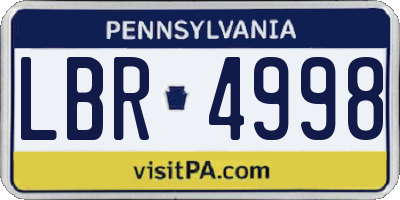 PA license plate LBR4998