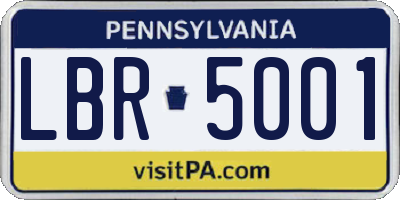 PA license plate LBR5001
